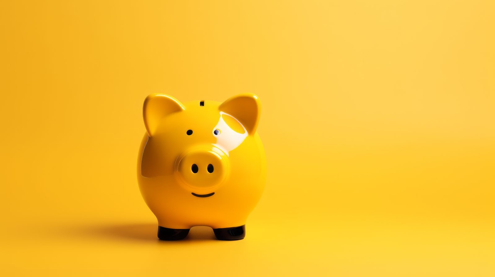 Yellow piggy bank on a matching yellow background. Savings and financial concept. Generative AI